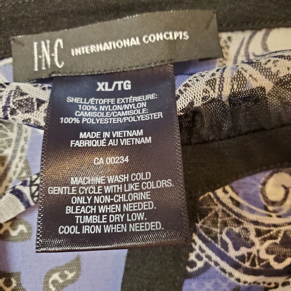 INC Blue and Black Patterned Blouse XL - Picture 6 of 6